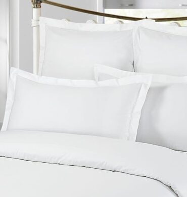 S. Baker 300TC Oxford Satin Stitched P.Case White