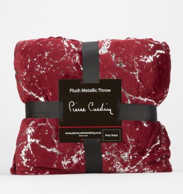 Plush Metallic Throw Burgundy/Silver