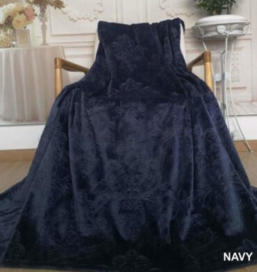 Plush Embossed Navy Throws