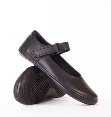 Froggie 6607 Girls Velcro Strap School Shoes in Black