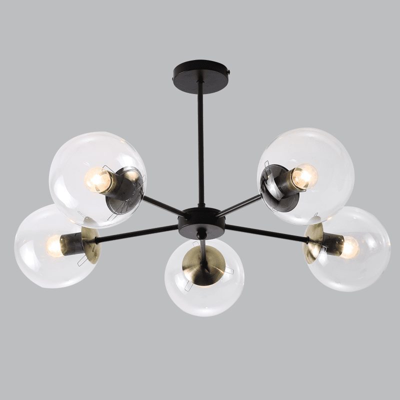 BS CH537/5 Metal and Clear Glass Chandelier