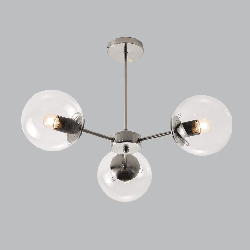 Bright Star CH537/3 Metal And Clear Glass Chandelier