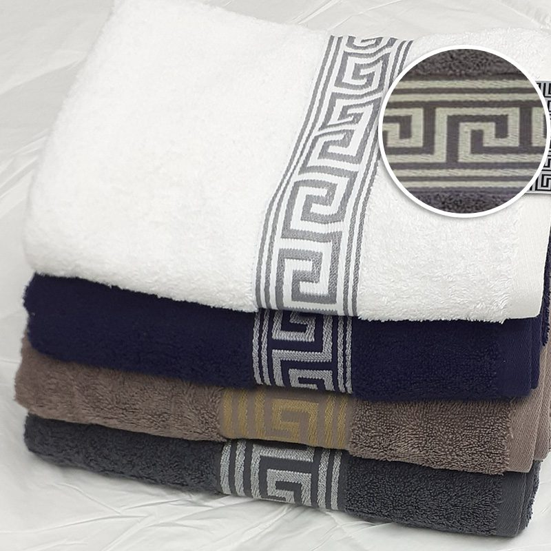 Simon Baker Versace Greek Key Towel 600GSM Grey