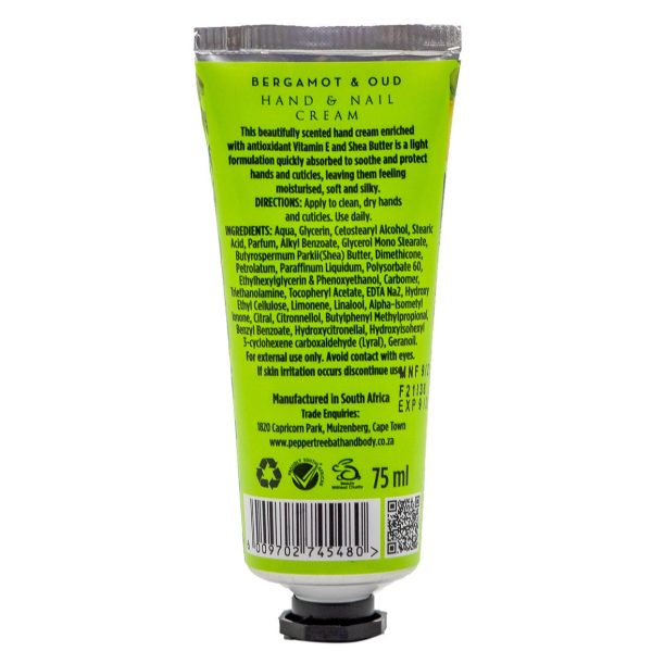 Pepper Tree Bergamot & Oud Hand & Nail Cream 75ml - Image 3