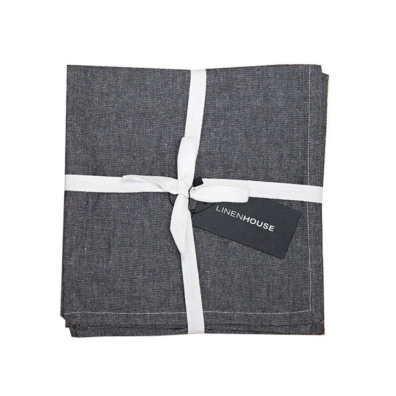Revana Chambray Black 4 Pack Napkins