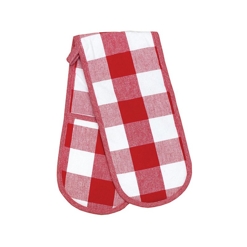 Linen House Revana Check Red Double Oven Glove