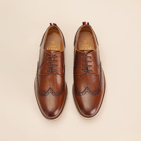 Polo Leather Brogue Casual Lace Up Tan - Image 3