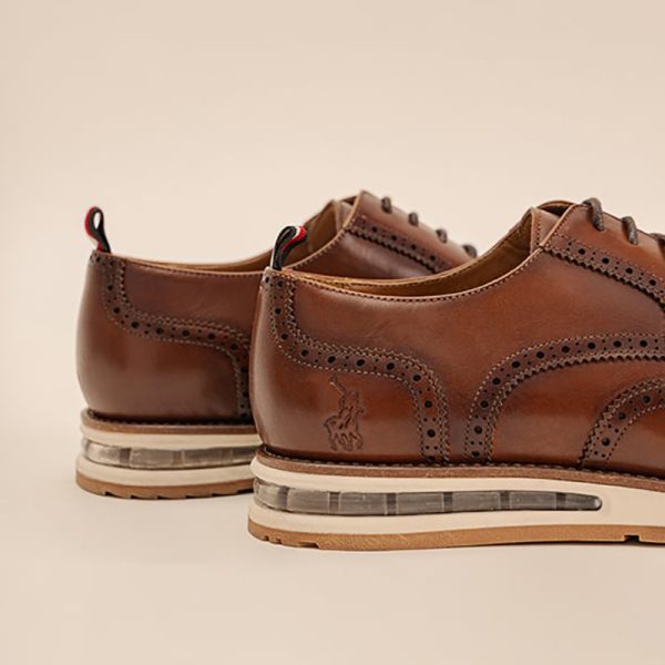 Polo Leather Brogue Casual Lace Up Tan - Image 4