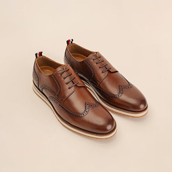 Polo Leather Brogue Casual Lace Up Tan - Image 5