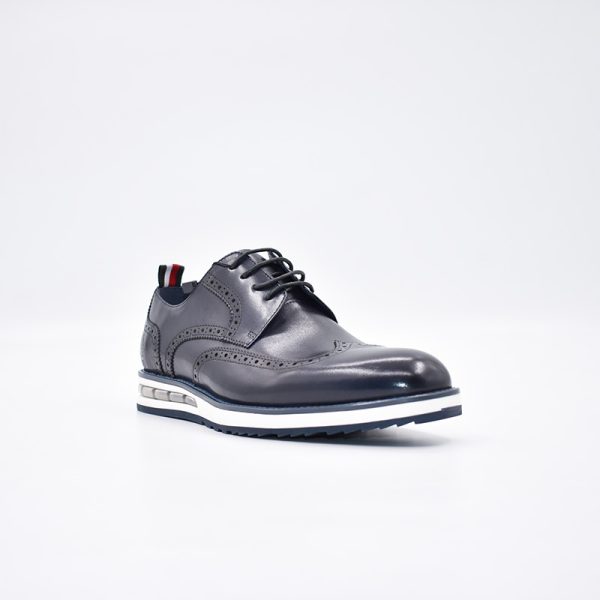 Polo Leather Brogue Casual Lace Up Navy - Image 2