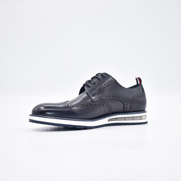 Polo Leather Brogue Casual Lace Up Navy - Image 3