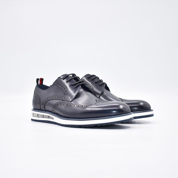 Polo Leather Brogue Casual Lace Up Navy - Image 4