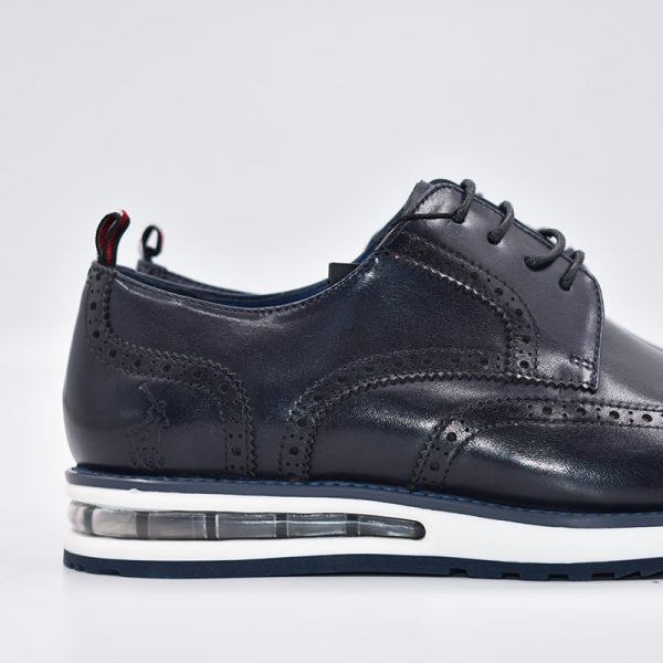 Polo Leather Brogue Casual Lace Up Navy - Image 5