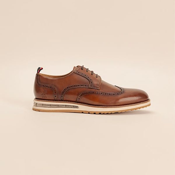 Polo Leather Brogue Casual Lace Up Tan