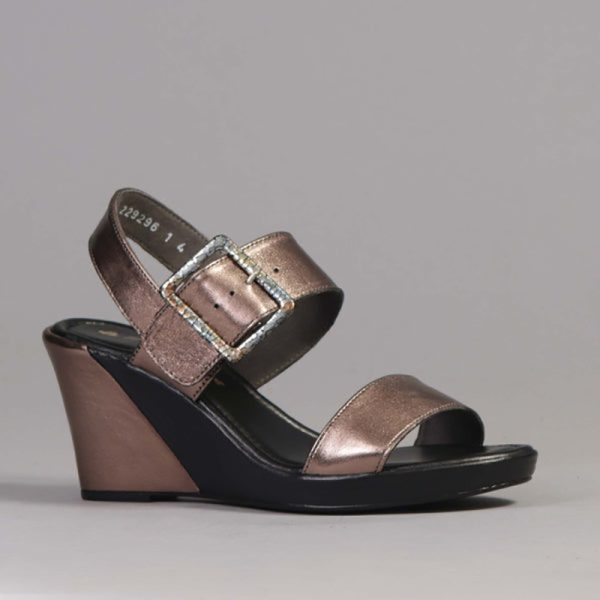 Froggie 2-Tone Buckle Wedge in Lead - 12526