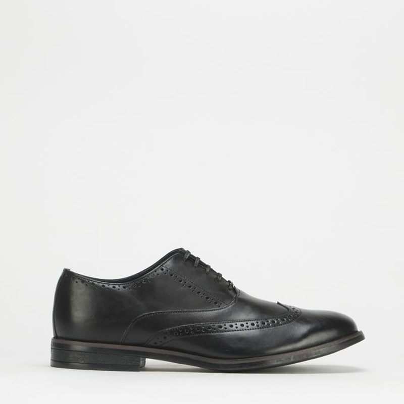 Bata Ambassador Lace Up Wing Cap Formal Shoes Black