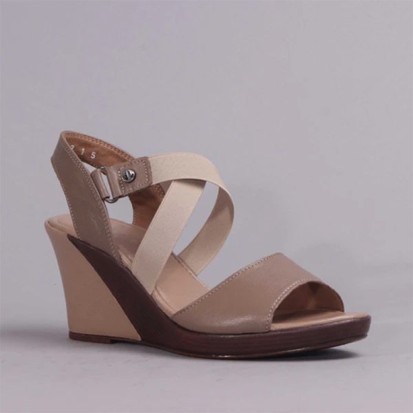 Froggie Crossover Wedge Sandal in Stone - 12288 - Image 2