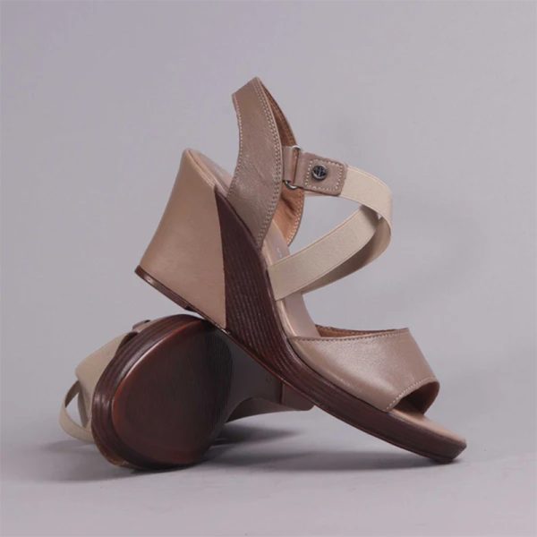 Froggie Crossover Wedge Sandal in Stone - 12288 - Image 5