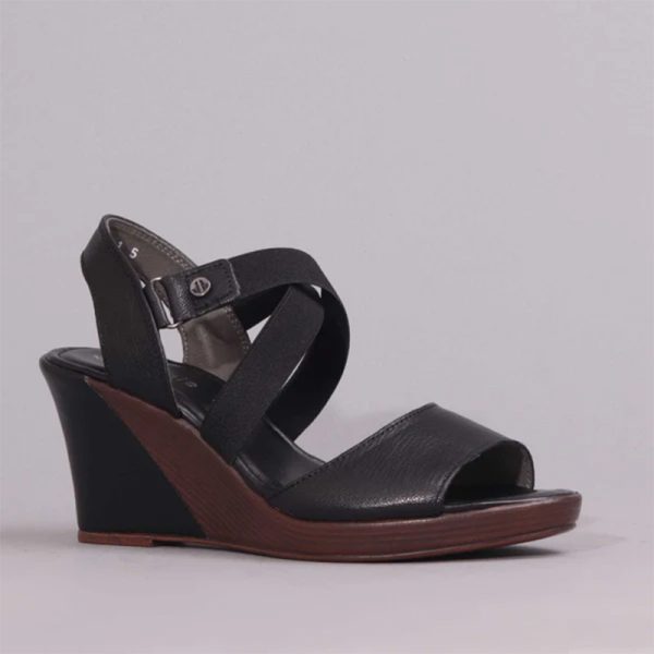 Froggie Crossover Wedge Sandal in Black - 12288 - Image 2