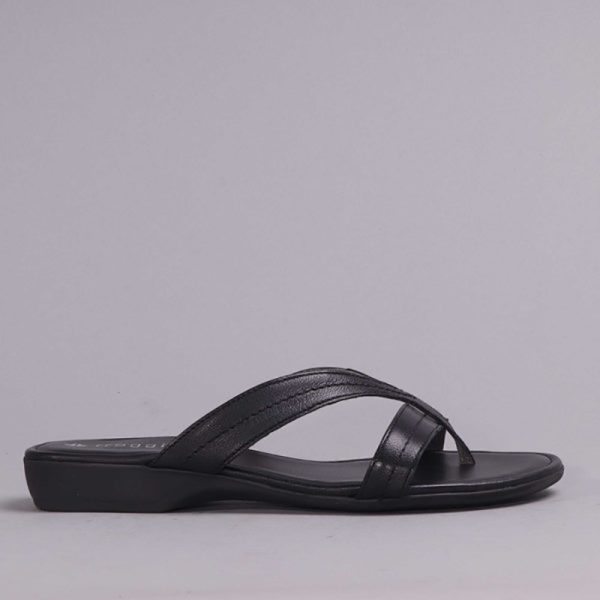 Froggie Wider Fit Crossover Sandal in Black – 12436