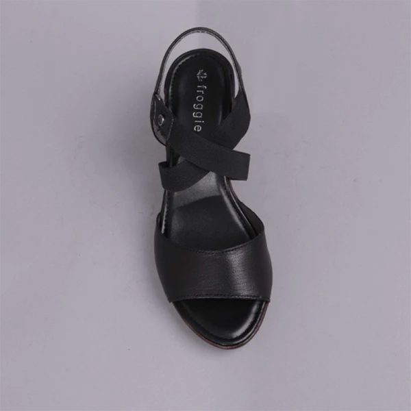 Froggie Crossover Wedge Sandal in Black - 12288 - Image 4