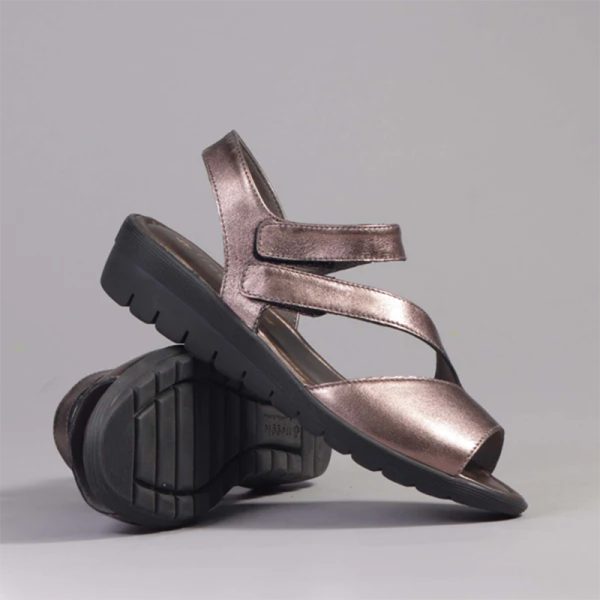 Froggie Velcro Sandal in Lead Metallic - 12538 - Image 3