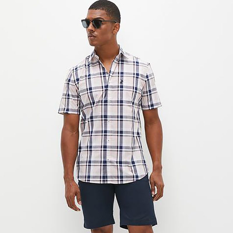 Polo | Bold Check Short Sleeve Shirt Orange | Metro Menlyn