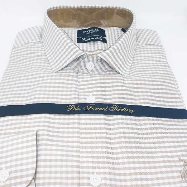 Polo Long Sleeve Shirt Micro Gingham Stone - Image 4