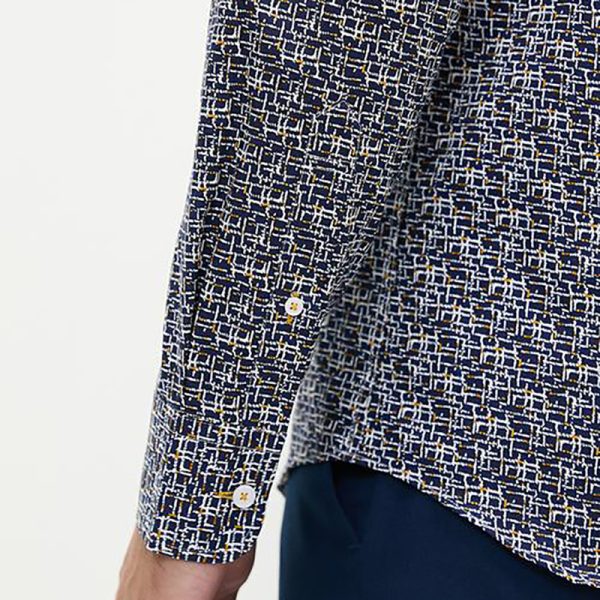 Polo Geometric Printed Long Sleeve Shirt Navy - Image 4