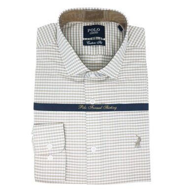 Polo Long Sleeve Shirt Micro Gingham Stone