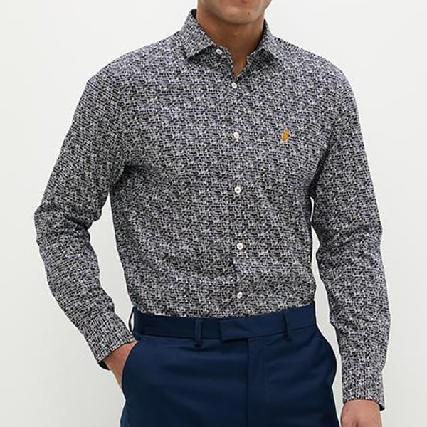 Polo Geometric Printed Long Sleeve Shirt Navy - Image 2