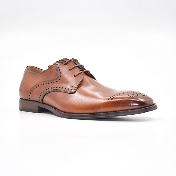 Polo Perforated Gibson Lace Up Tan Shoes - Image 6