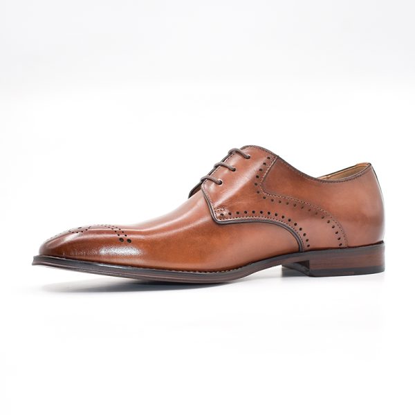 Polo Perforated Gibson Lace Up Tan Shoes - Image 5