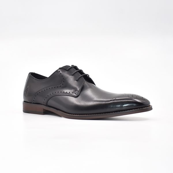 Polo Perforated Gibson Lace Up Black Shoes - Image 6