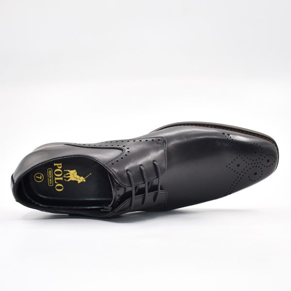 Polo Perforated Gibson Lace Up Black Shoes - Image 3