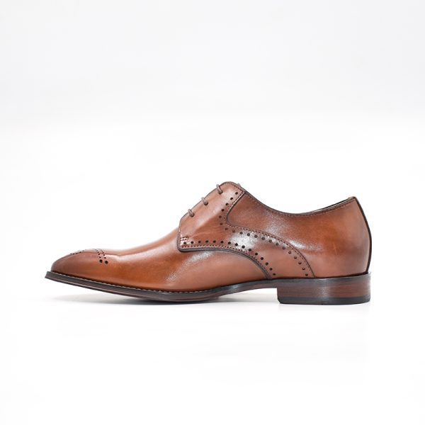 Polo Perforated Gibson Lace Up Tan Shoes - Image 3