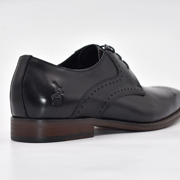 Polo Perforated Gibson Lace Up Black Shoes - Image 2