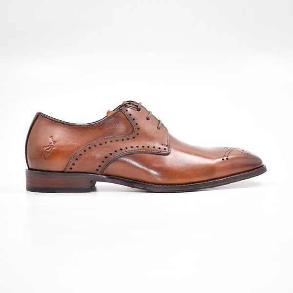 Polo Perforated Gibson Lace Up Tan Shoes