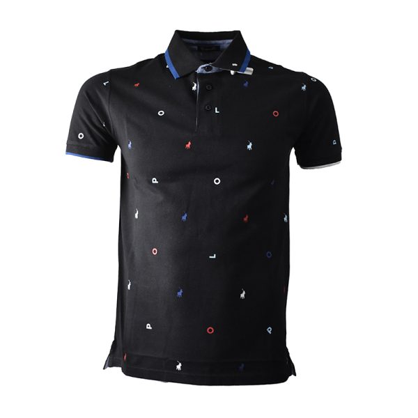 Polo Golfer Logo Short Sleeve Black