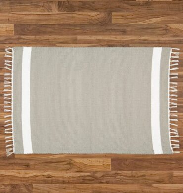 Amelia Jackson Cotton Dhurrie Tabby in Grey with White Band