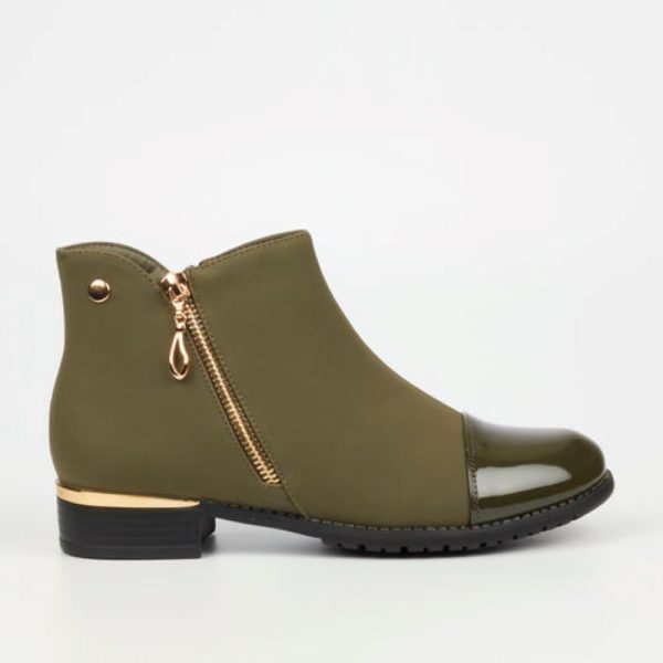 Miss Black Hadar 1 Ankle Boot - Olive