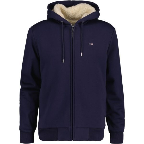 Gant Sherpa Fleece Zip Hoodie Navy