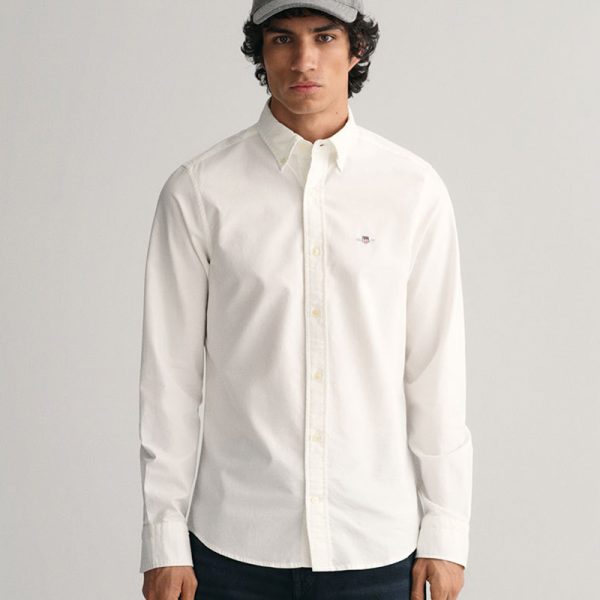 Gant Slim Oxford Long Sleeve Shirt White