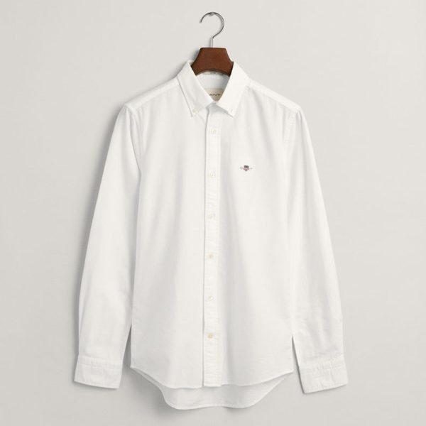 Gant Slim Oxford Long Sleeve Shirt White - Image 3