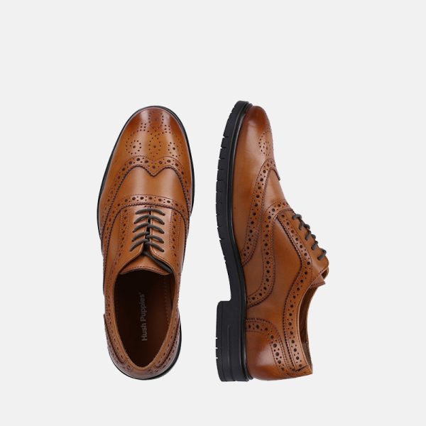 Hush Puppies Santiago Brogue Leather Tan Shoes - Image 3