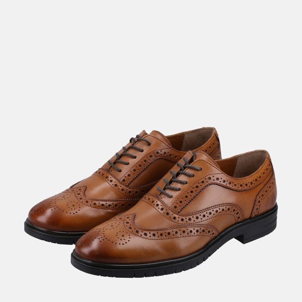 Hush Puppies Santiago Brogue Leather Tan Shoes - Image 2