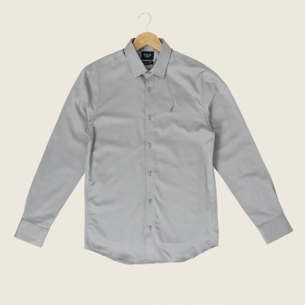 Polo Long Sleeve Sateen Shirt Grey