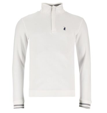 Polo Long Sleeve 1/4 Zip Sweater Off White
