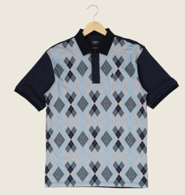 Polo Short Sleeve DM Argyle Printed Golfer Blue