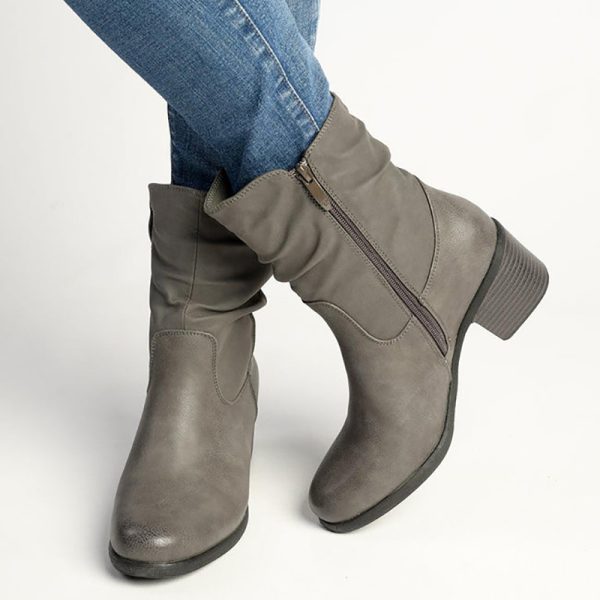 Hush Puppies Willow Ruched Boot - Grey - Image 4